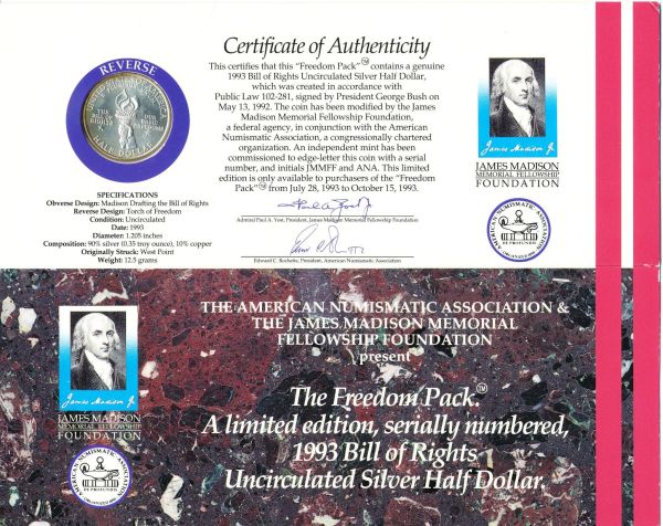 Commems-Collection-Modern:-1993-A-N-A---James-Madison-Freedom-Pack-Redux