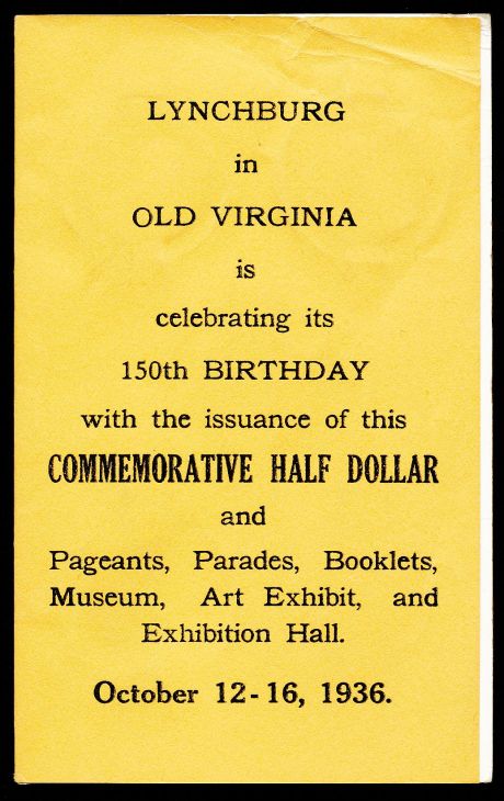 Commems-Collection-Classic:-1936-Lynchburg,-VA-Charter-Sesquicentennial---Order-Form