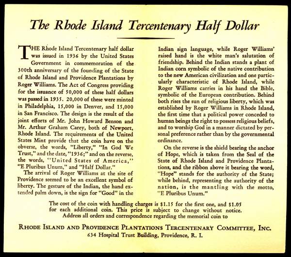 Commems-Collection-Classic:-1936-Rhode-Island-Tercentenary