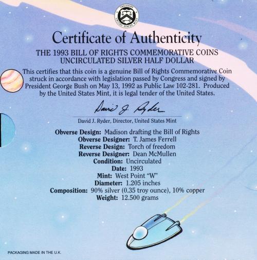 Commems-Collection-Modern:-1993-Bill-Of-Rights-Young-Collectors-Set