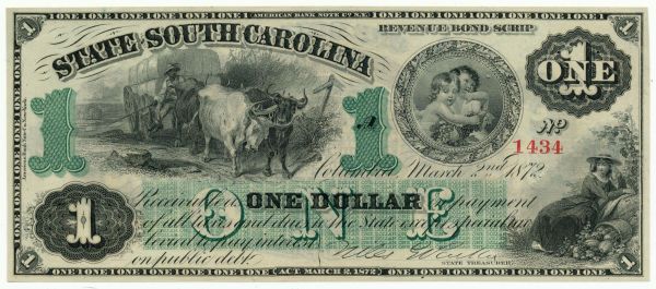 Commems-Collection-Currency:-1872-SC-Revenue-Bond-Script:-$1-To-$5
