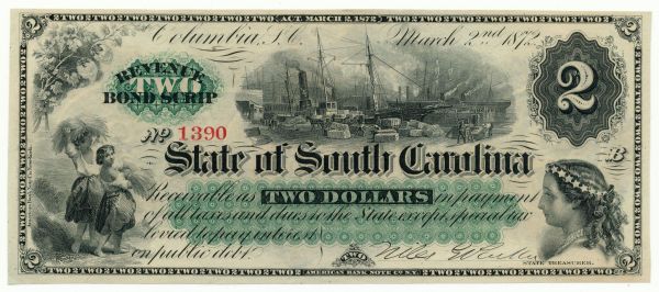 Commems-Collection-Currency:-1872-SC-Revenue-Bond-Script:-$1-To-$5