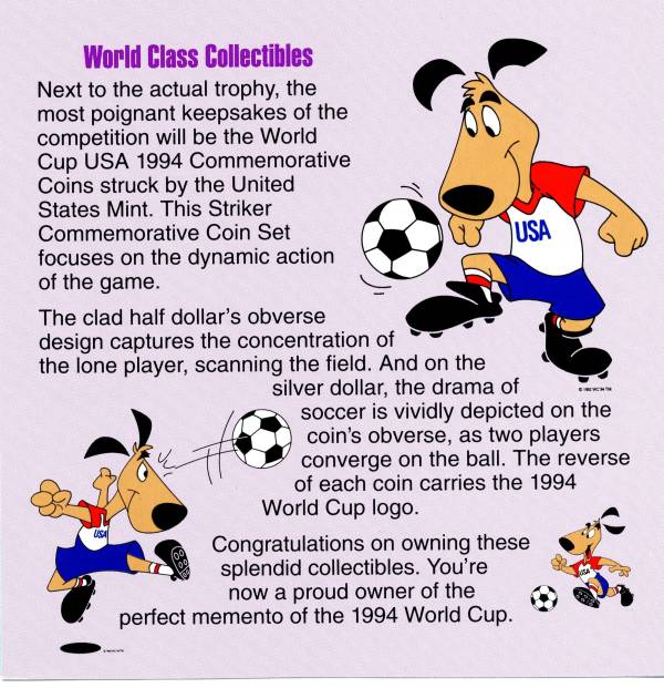 Commems-Collection-Modern:-1994-World-Cup-US-Commemorative-Coins:-Striker-Set