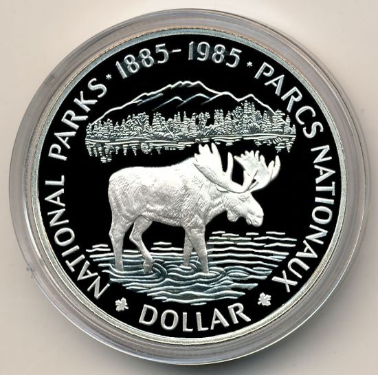 Commems-Collection-Canadian:-1985-National-Parks-Centennial-Silver-Dollar