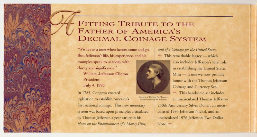 Commems-Collection-Modern:-1994-Thomas-Jefferson-Coinage-&-Currency-Set