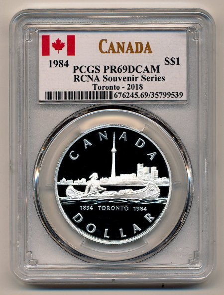 Commems-Collection-Canadian:-1984-Toronto-Silver-Dollar,-RCNA-Souvenir