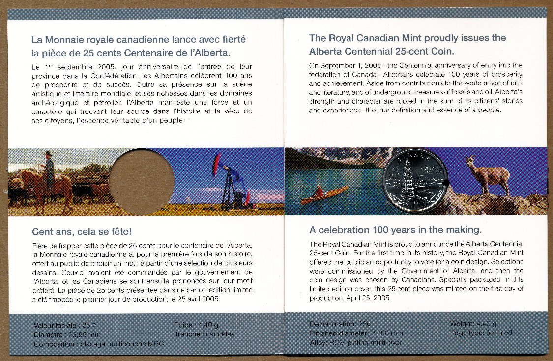 Commems-Collection-Canadian:-2005-Alberta-Centennial-Silver-$5---Coin-1-Of-12