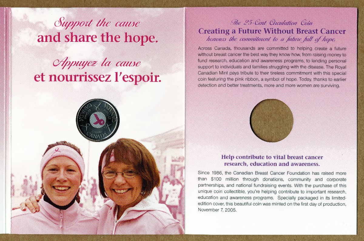 Commems-Collection-Canadian:-2006-Breast-Cancer-Awareness-Silver-$5---Coin-3-Of-12