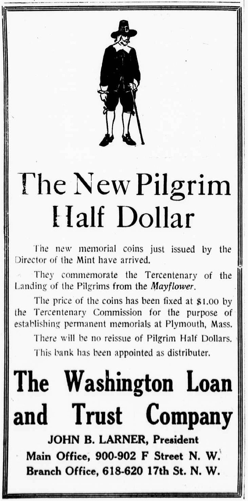 Commems-Collection-Classic:-1920-Pilgrim-Landing-Tercentenary---Newspaper-Ads