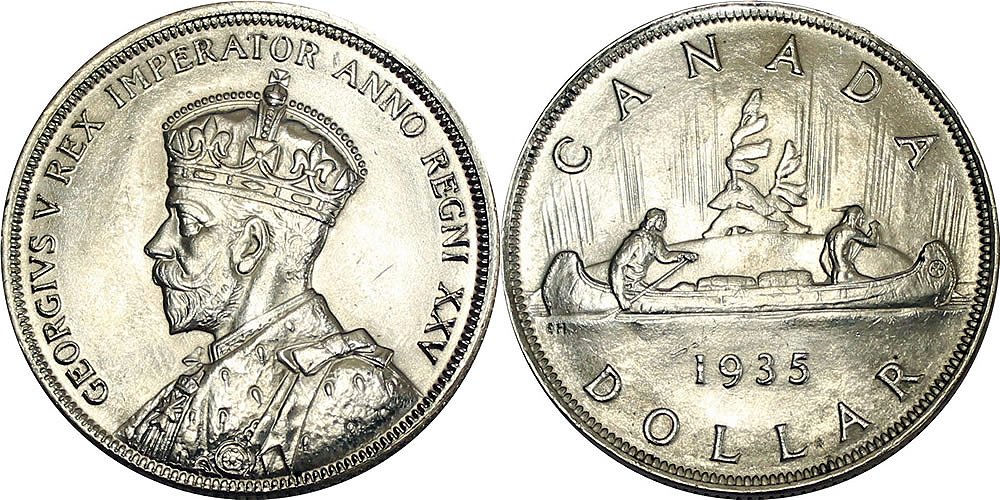 Commems-Collection-Canadian:-King-George-V-On-Canada's-36-MM-Silver-Dollars