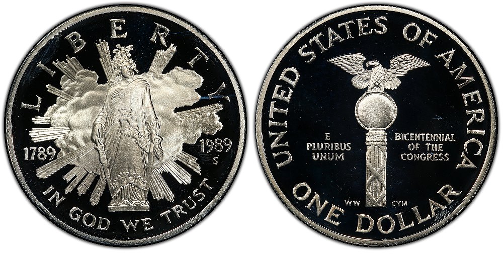 Commems-Collection-Modern:-1989-Congress-200th-A-Mint-At-Washington,-DC