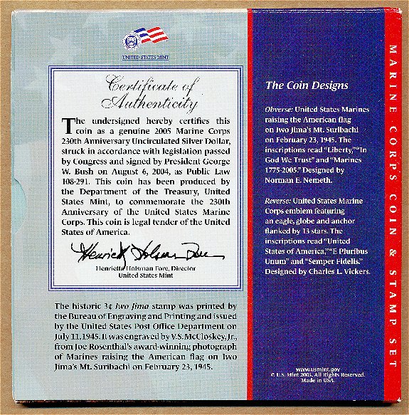 Commems-Collection-Modern:-2005-Marine-Corps-Anniversary-Coin-&-Stamp-Set
