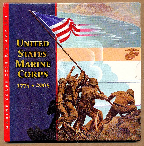 Commems-Collection-Modern:-2005-Marine-Corps-Anniversary-Coin-&-Stamp-Set