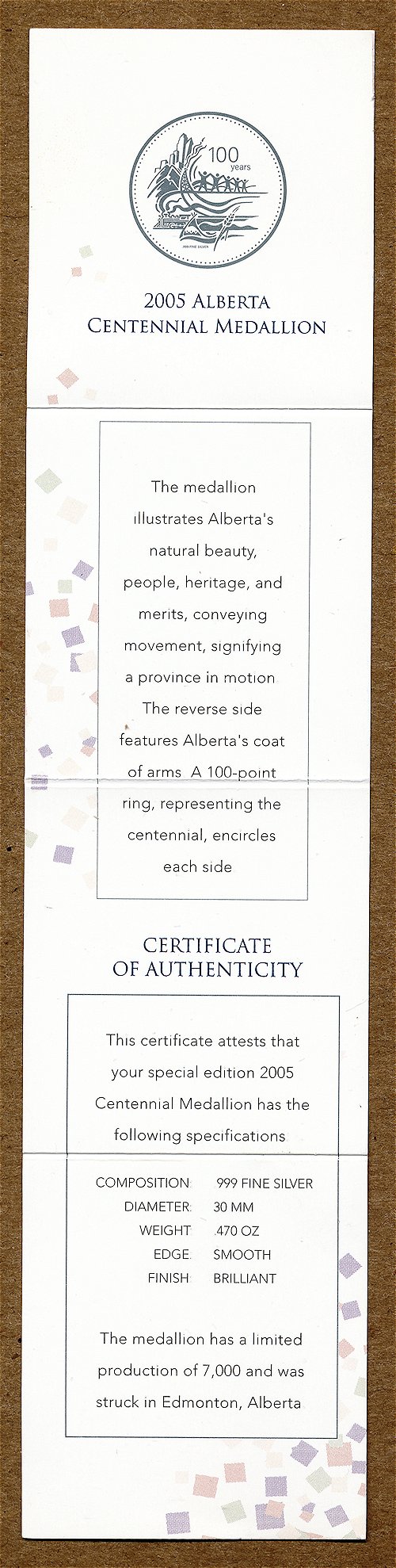 Commems-Collection-Canadian:-2005-Alberta-Centennial-Silver-$5---Coin-1-Of-12