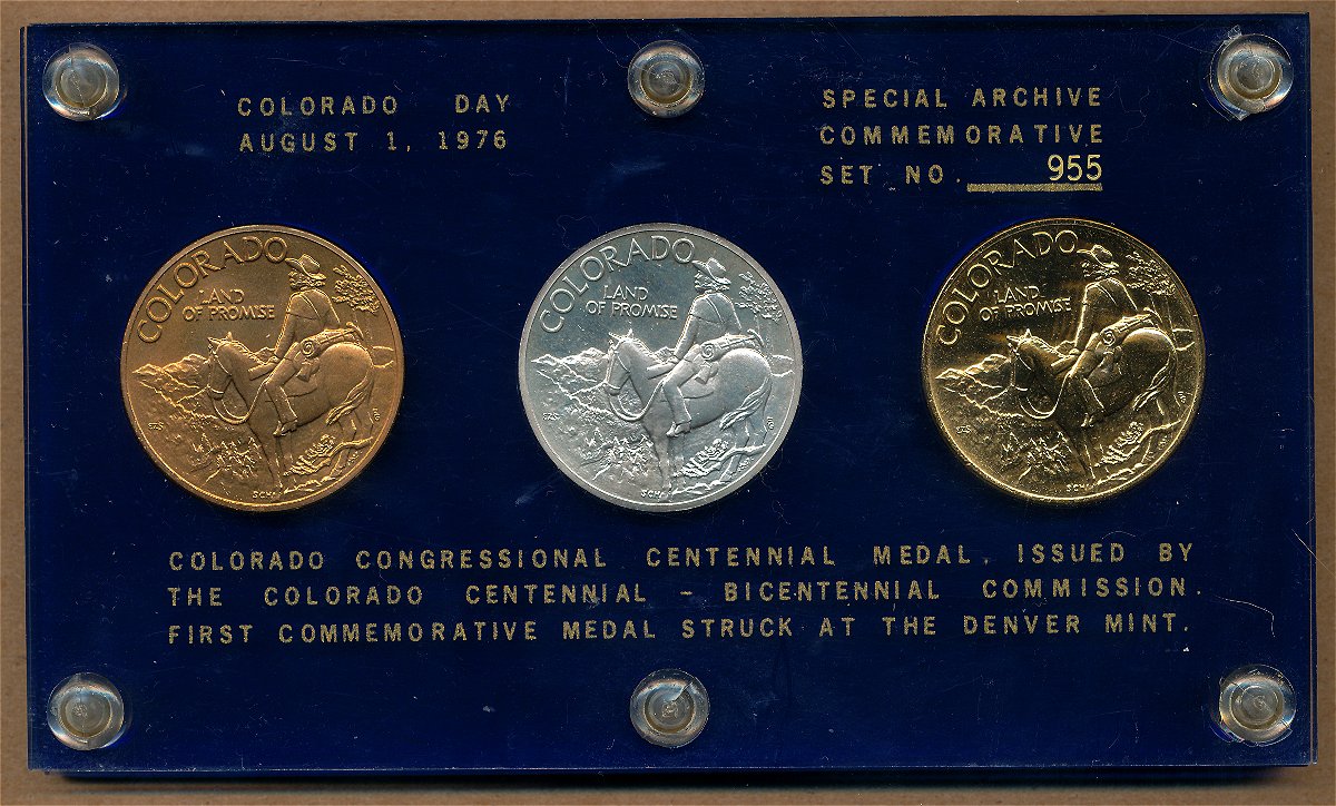 Commems-Collection-Medals:-1976-Colorado-Centennial---US-Bicentennial