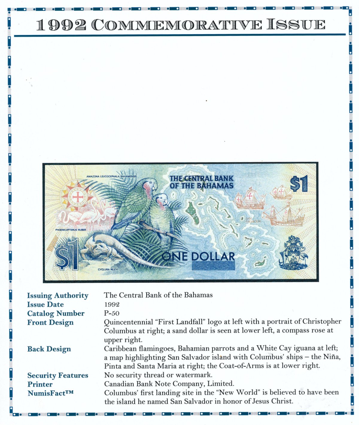 Commems-Collection-Currency:-Bahamas-$1-Notes