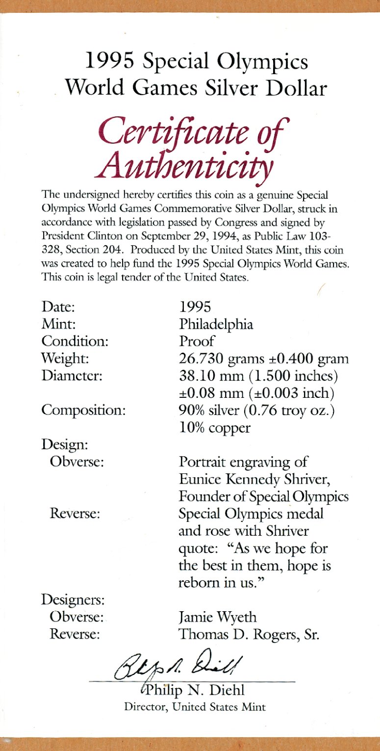 Commems-Collection-Modern:-1995-Special-Olympics-Kennedy-Set