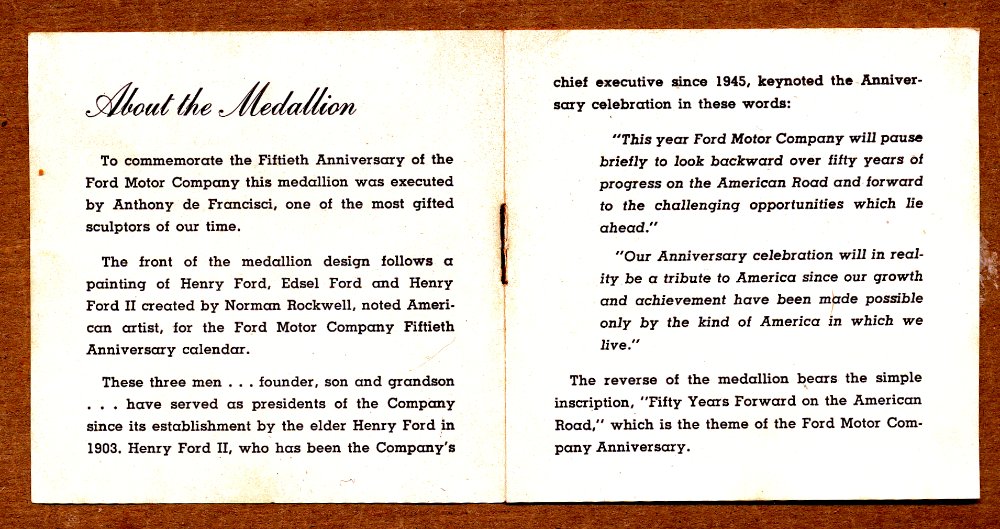 Commems-Collection-Medals:-1953-Ford-Motor-Company