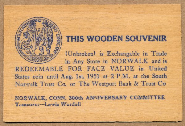 Commems-Collection-Medals:-1951-Norwalk,-CT-Tercentenary
