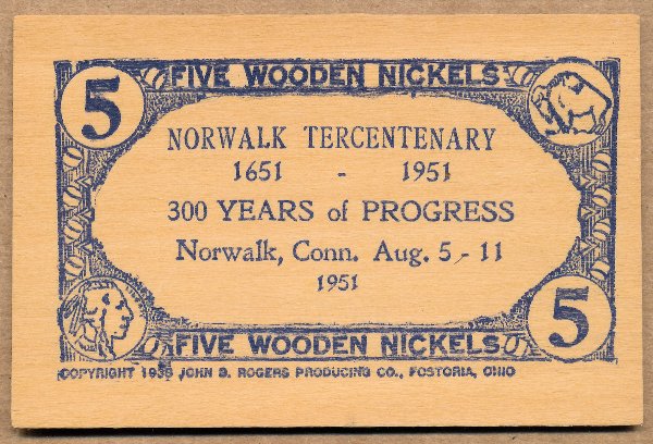 Commems-Collection-Medals:-1951-Norwalk,-CT-Tercentenary