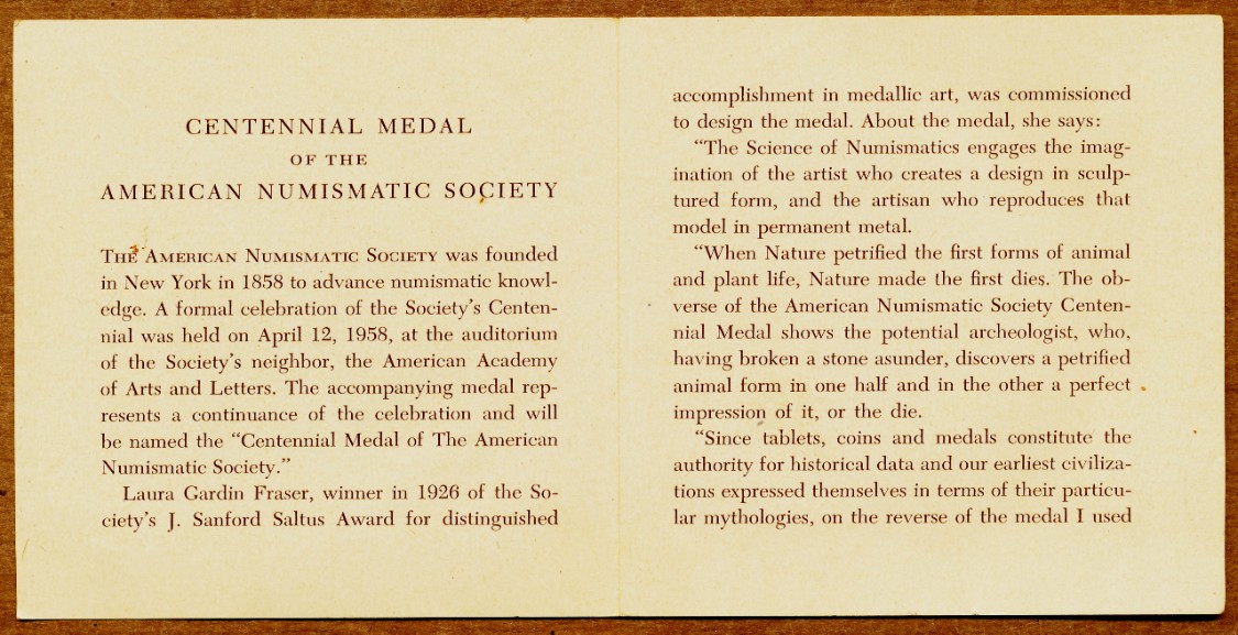 Commems-Collection-Medals:-1958-American-Numismatic-Society-Centennial