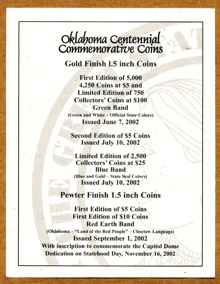 Commems-Collection-Medals:-2002-Oklahoma-Capitol-Dome-Dedication