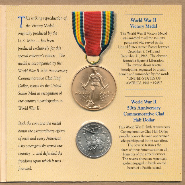 Commems-Collection-Modern:-1993-World-War-II-Coin-And-Victory-Medal-Set