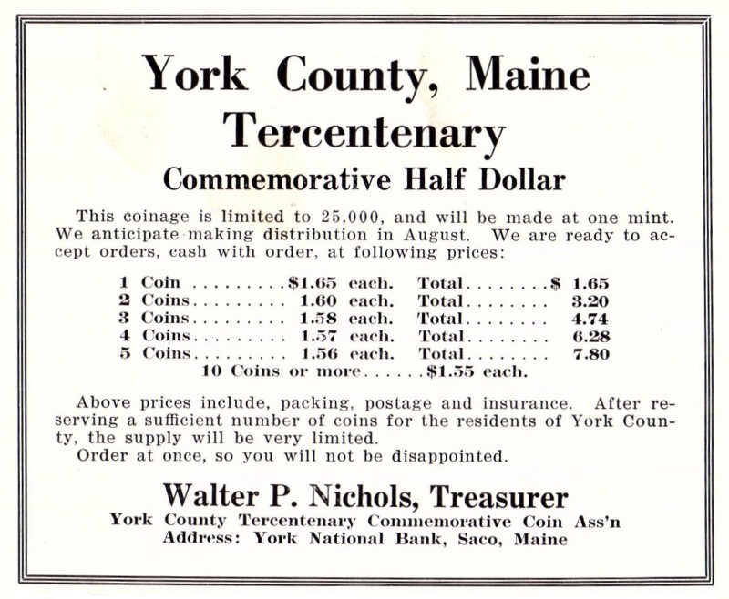 Commems-Collection-Classic:-1936-York-County,-Maine--Tercentenary---Coin-Order-Mixup-At-Mint