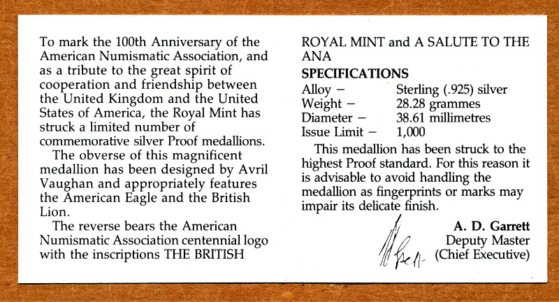 Commems-Collection-Medals:-1991-ANA-Centennial-Medals