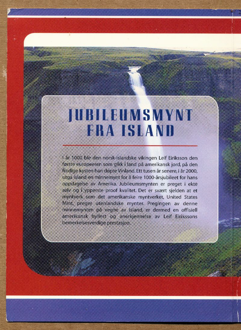 Commems-Collection-Modern:-2000-US---Iceland-Joint-Issue---Iceland-Coin-Folder