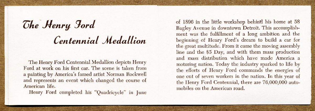 Commems-Collection-Medals:-1963-Henry-Ford-Centennial