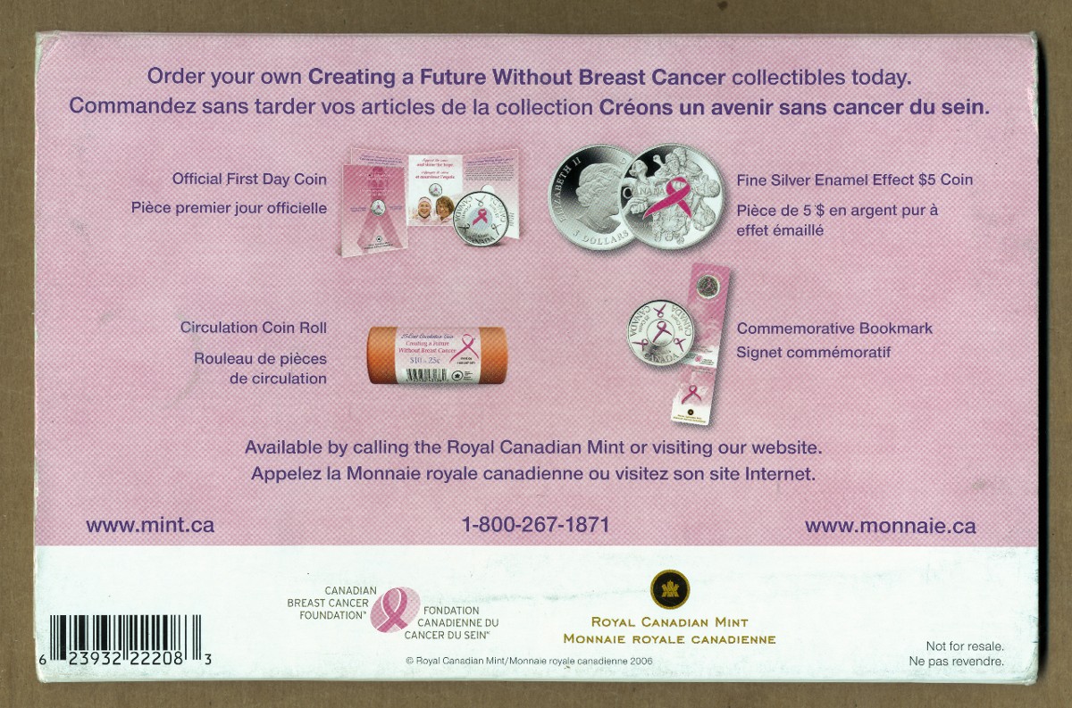 Commems-Collection-Canadian:-2006-Breast-Cancer-Awareness-Silver-$5---Coin-3-Of-12