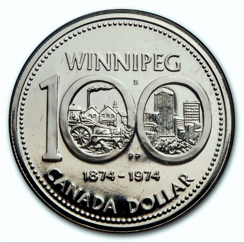 Commems-Collection-Canadian:-1974-Winnipeg,-Manitoba-Centennial---Silver-Dollar