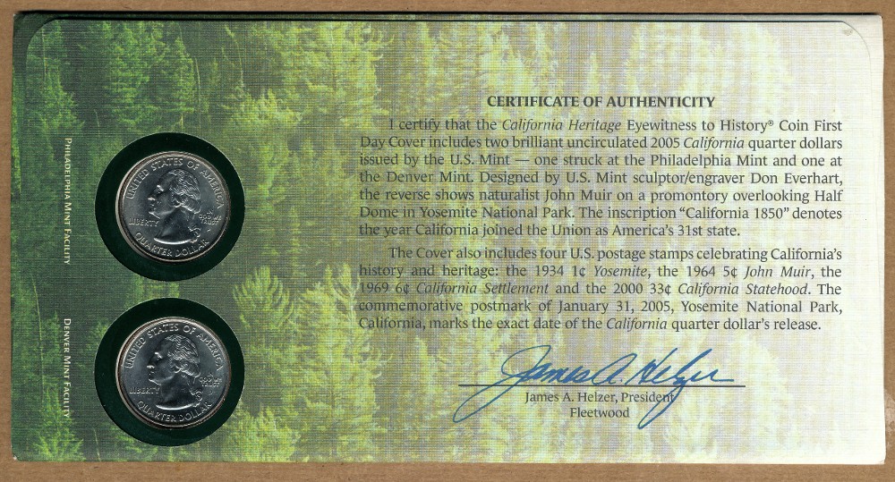 Commems-Collection-Modern:-2005-California-Statehood-Quarter---Eyewitness-To-History-PNC