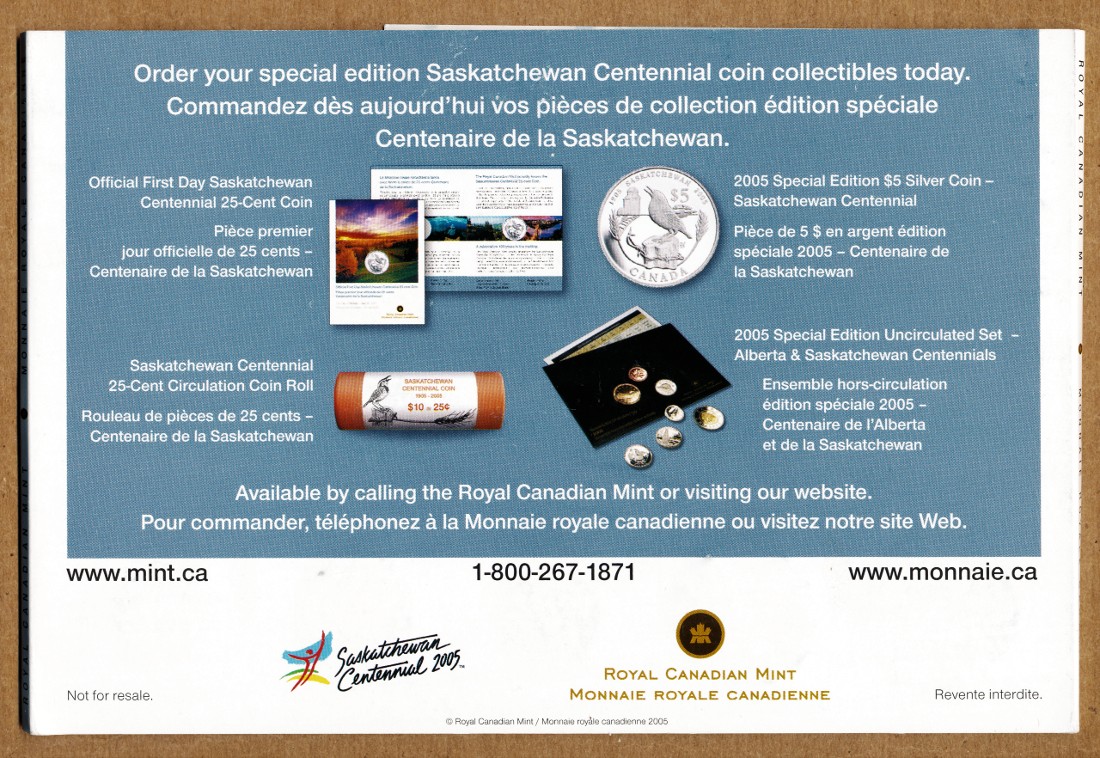 Commems-Collection-Canadian:-2005-Saskatchewan-Centennial-Silver-$5---Coin-2-Of-12