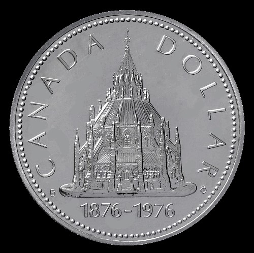 Commems-Collection-Canadian:-1976-Library-Of-Parliament-Centennial---Silver-Dollar