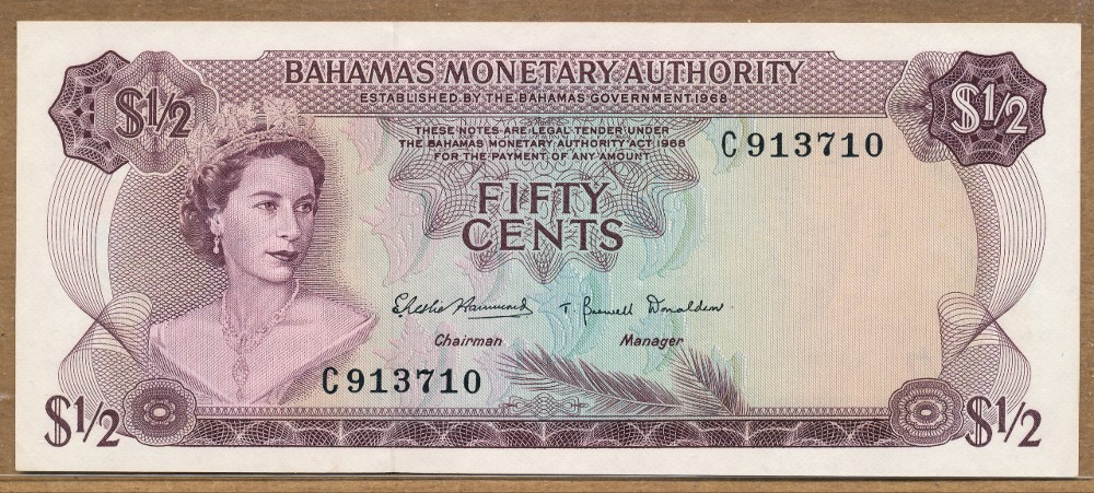 Commems-Collection-Currency:-Bahamas-50-Cents-Notes