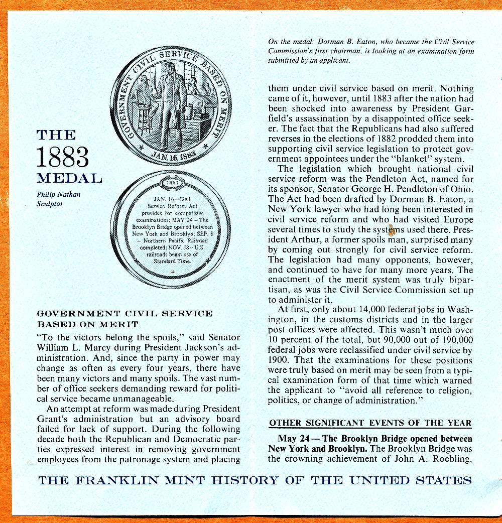 Commems-Collection-Medals:-1883-1983-Pendleton-Civil-Service-Act