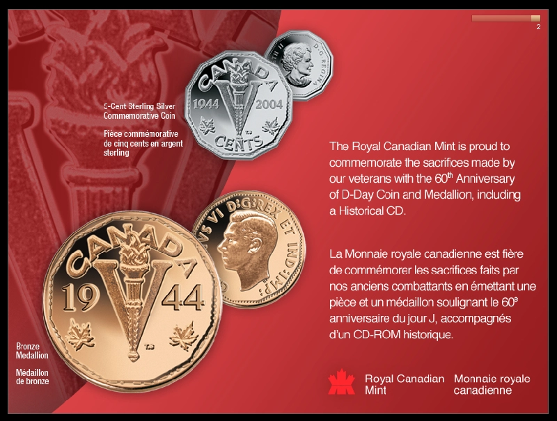 Commems-Collection-Canadian:-2004-60th-Anniversary-Of-D-Day---Coin-&-Medallion-Set