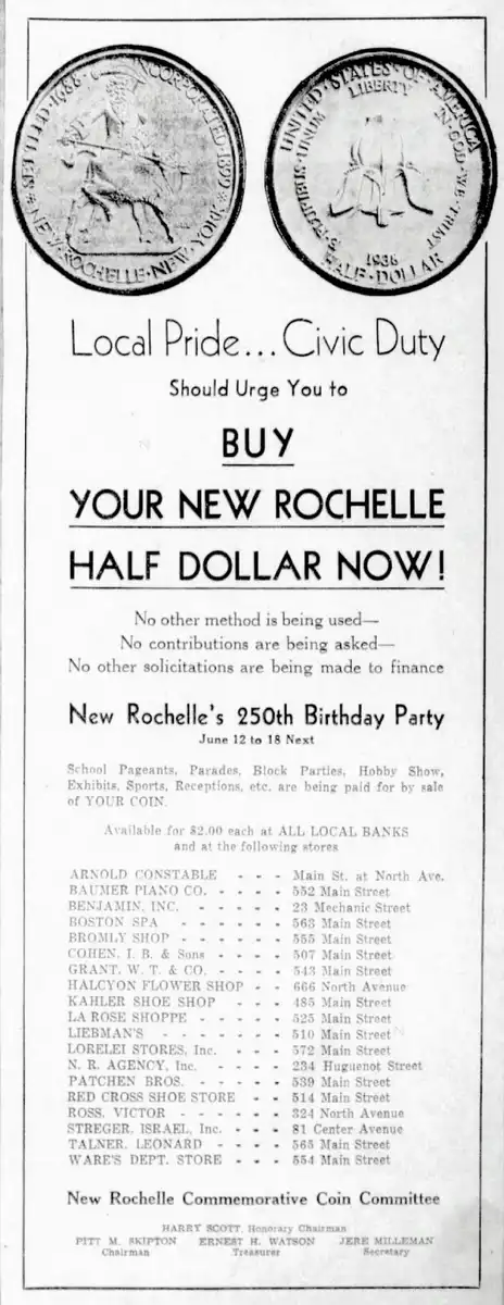 Commems-Collection-Classic:-1938-New-Rochelle,-NY-250th-Anniversary---Advertisements-#2