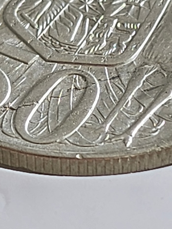 1966-Round-50-Cent-Lamination/Planchet-Flaw/Crack