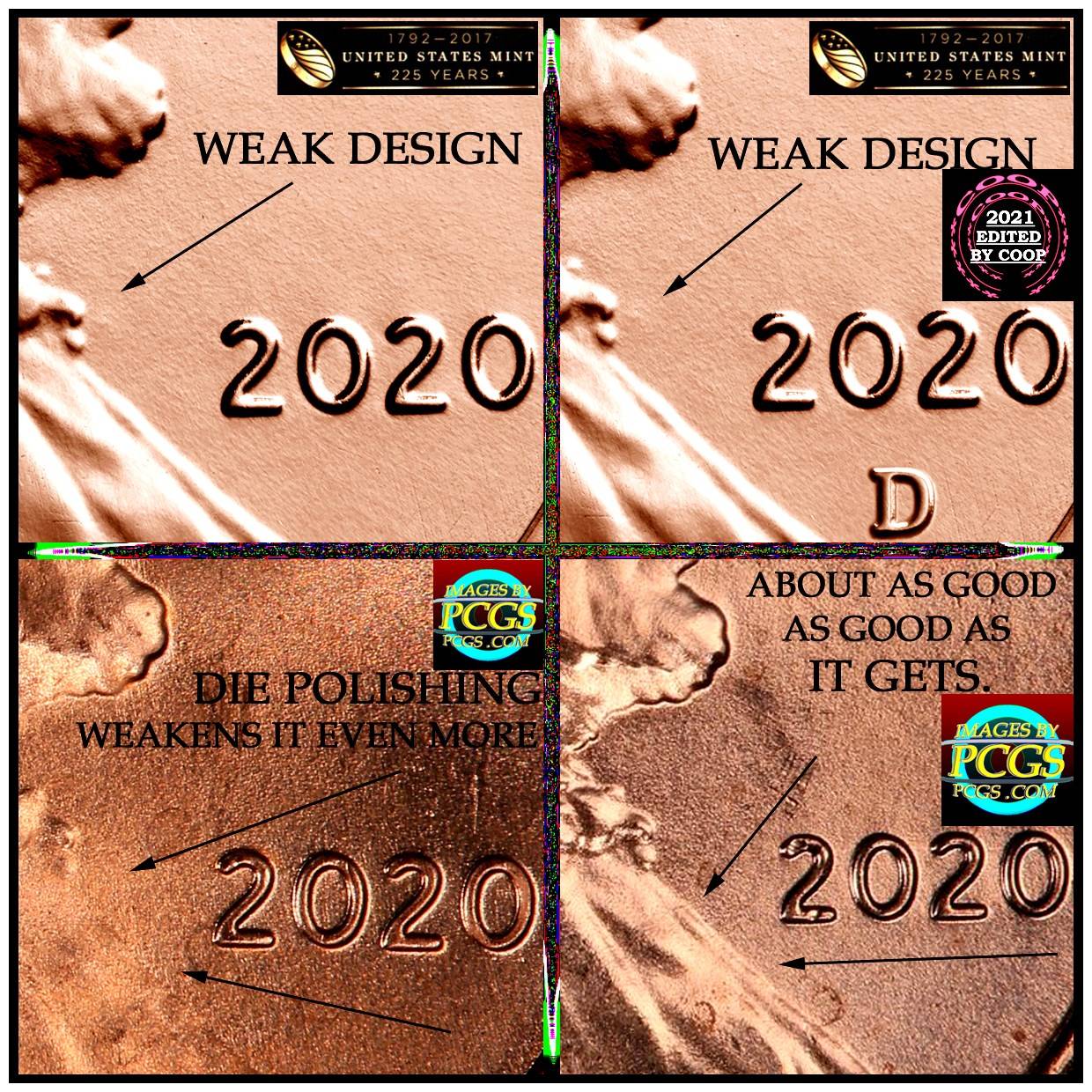 2020-Lincoln-Cent-Error-/-Tooling-Error-/-Die-Trail