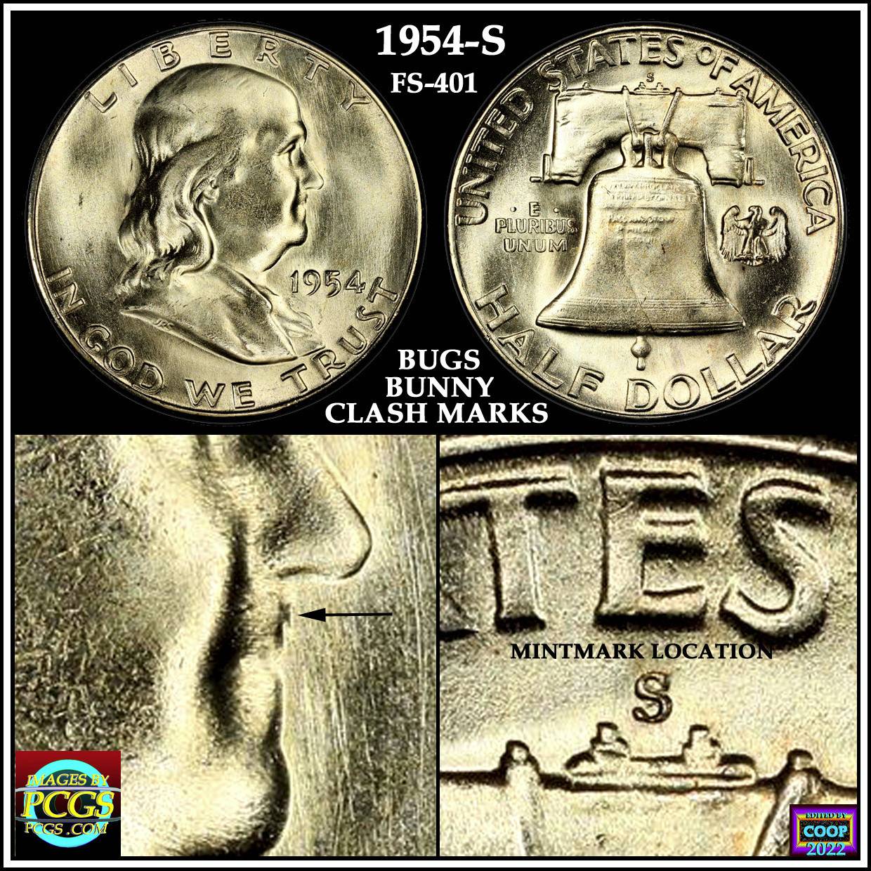 1954-S-Franklin-Half-Dollar,-