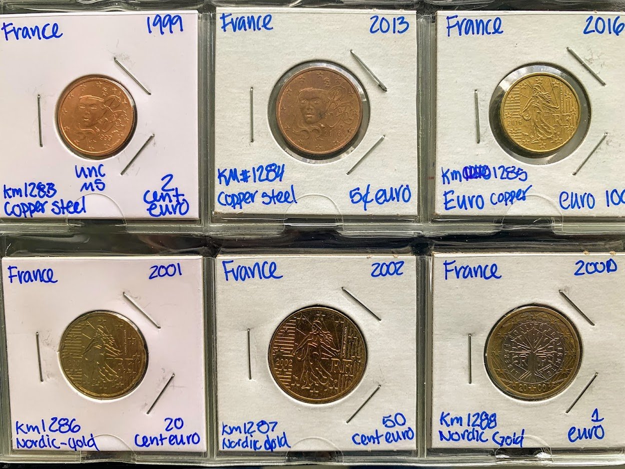 France-Type-Set!-1796-2001-1centime-To-100-Francs