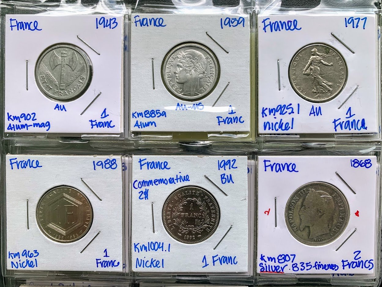 France-Type-Set!-1796-2001-1centime-To-100-Francs