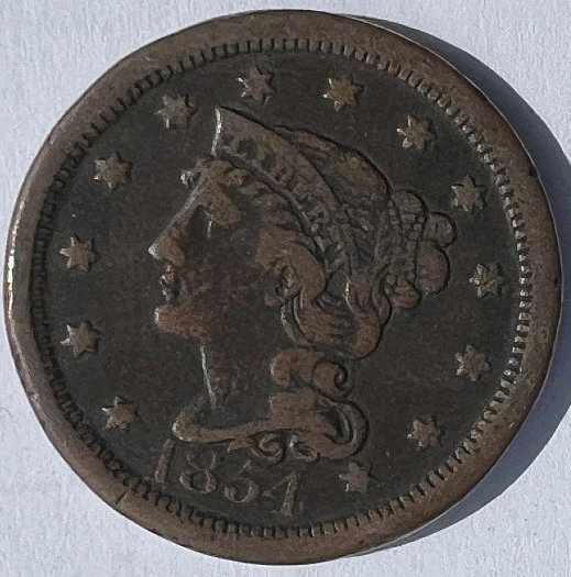 1854-Braided-Hair-Large-Cent-For-Grading
