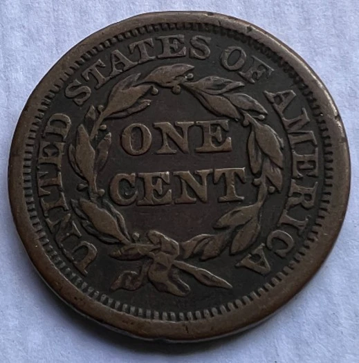 1854-Braided-Hair-Large-Cent-For-Grading