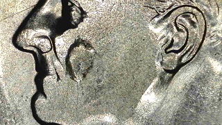 1997-D-Roosevelt-Dime-Squished-With-Blob-On-Cheek-&-Under-