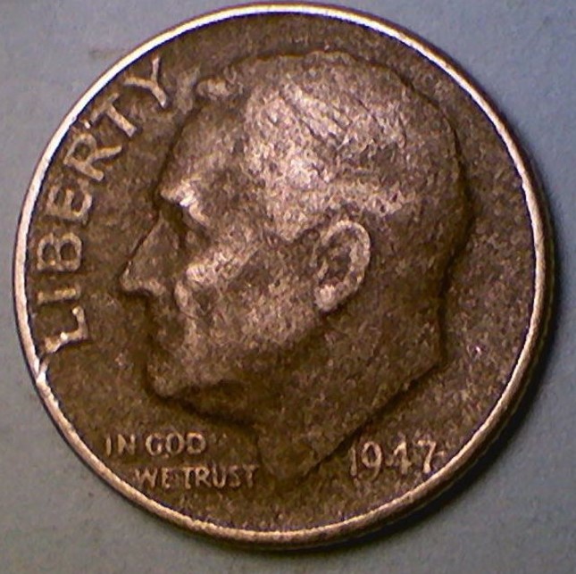 1947-Silver-Dime-In-Rough-Shape-Drh-This-Week