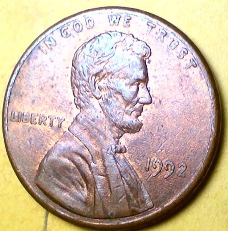 1992-Penny-With-Thick-Lettering-And-Date
